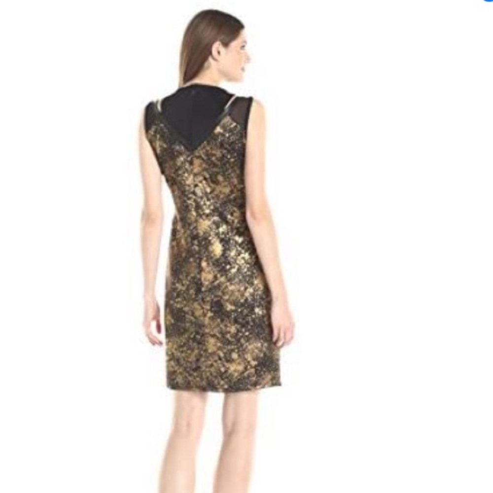 NY Collection Sleeveless Shift Printed Foil Dress M - Picture 2 of 8